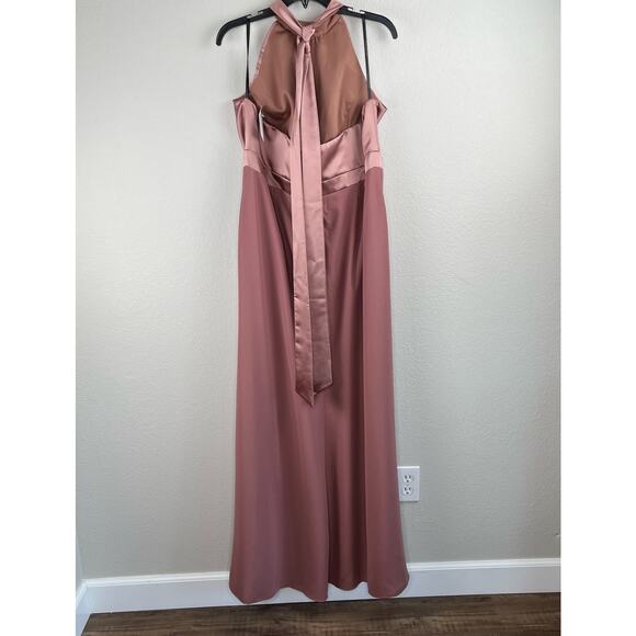After Six Sienna Brown High Neck Halter Open-Back Evening Gown Plus 20 NWT - Picture 14 of 16